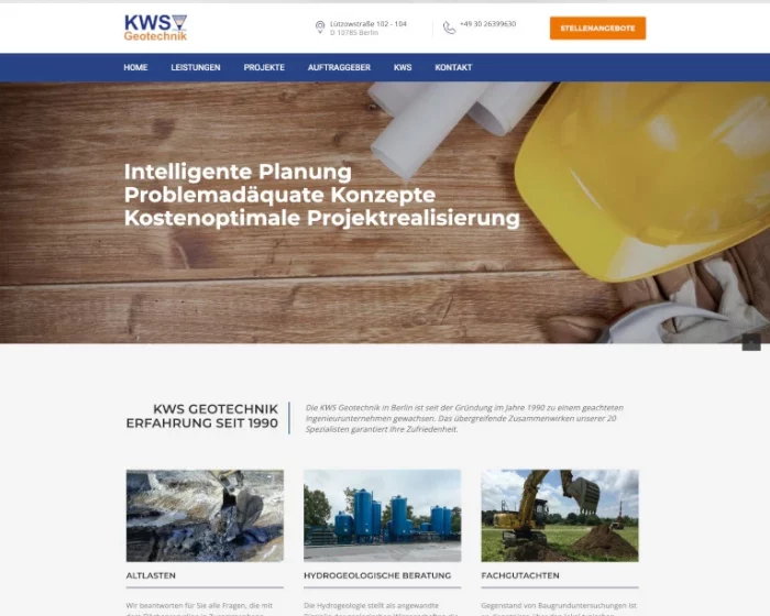 Web design KWS Geotechnik